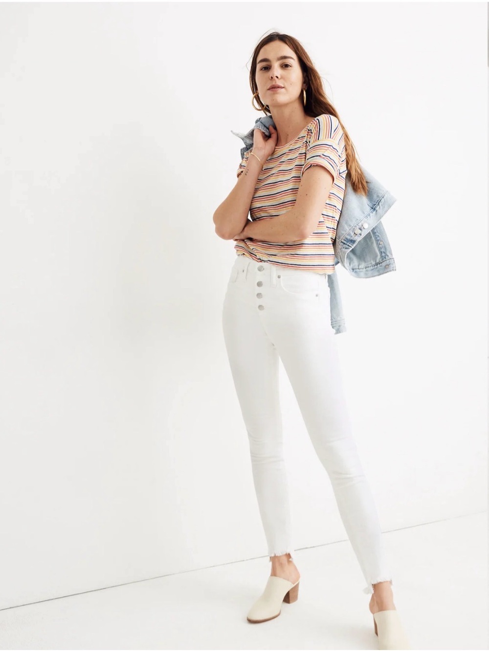 Madewell 10" High-Rise Skinny Jeans in Pure White: Step-Hem Edition